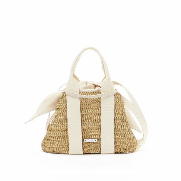MUUN Altair straw bag ecru cotton pouch mini