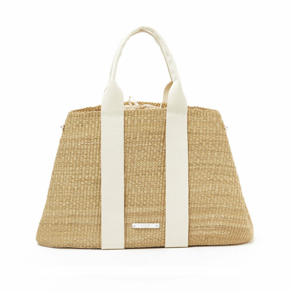 MUUN Altair straw bag maxi ecru cotton pouch