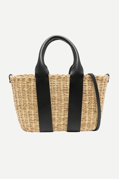 MUUN caba straw bag black cotton pouch mini