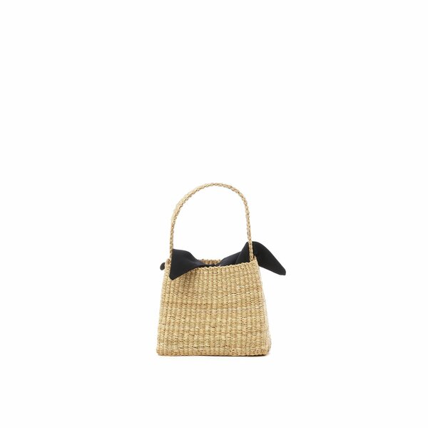 MUUN mini ella natural straw - black pouch