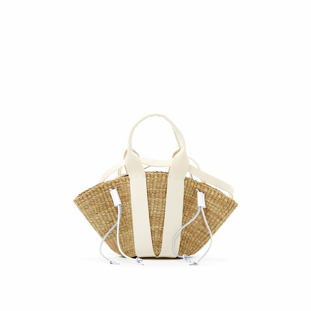 MUUN SO straw bag ecru cotton pouch small