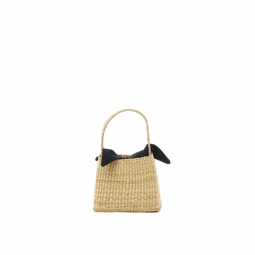 MUUN mini ella natural straw - black pouch